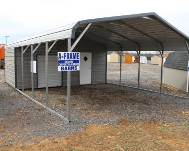 20x31 Bent Bow Combo Side Car Port with Pewter Gray walls/roof and Charcoal trim