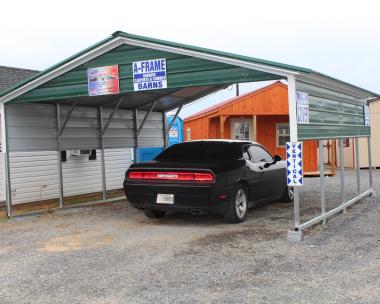 18x21 Carport with Green roof and sides